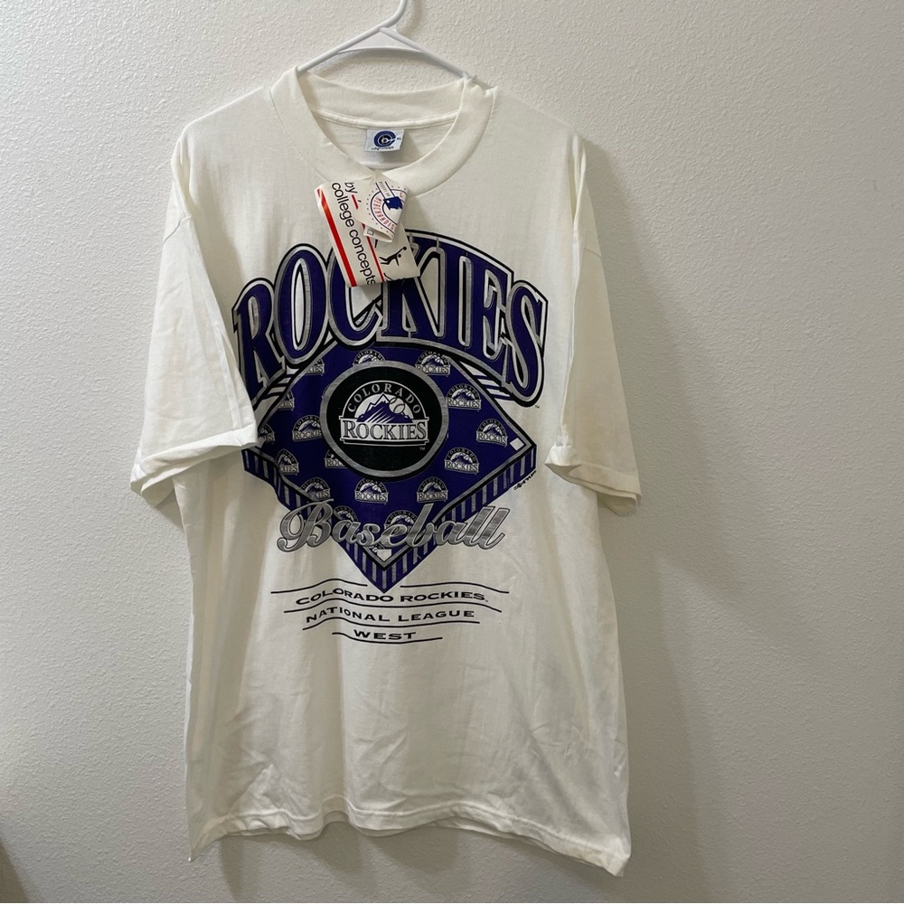 Colorado Rockies national league west shirt white XL vintage 93 NWT
